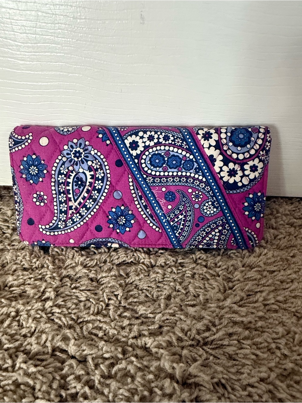 Vera Bradley Quilted Paisley Women's Wallet Clutch in Magenta and Blue